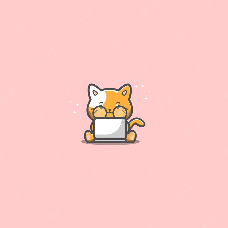 a cute kitten using a laptop